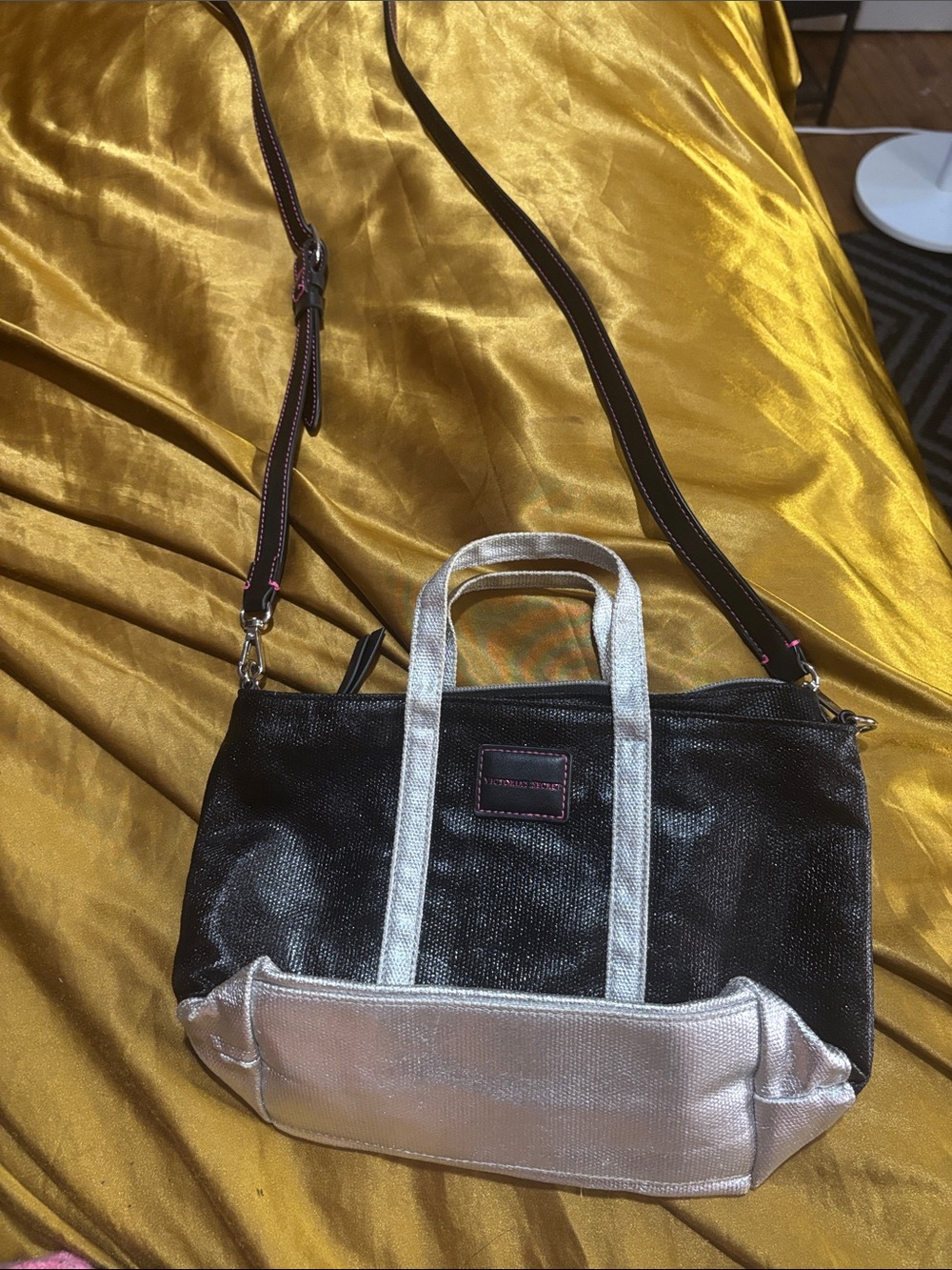 Black and Silver Crossbody Tote Bag by victoria’s Secret